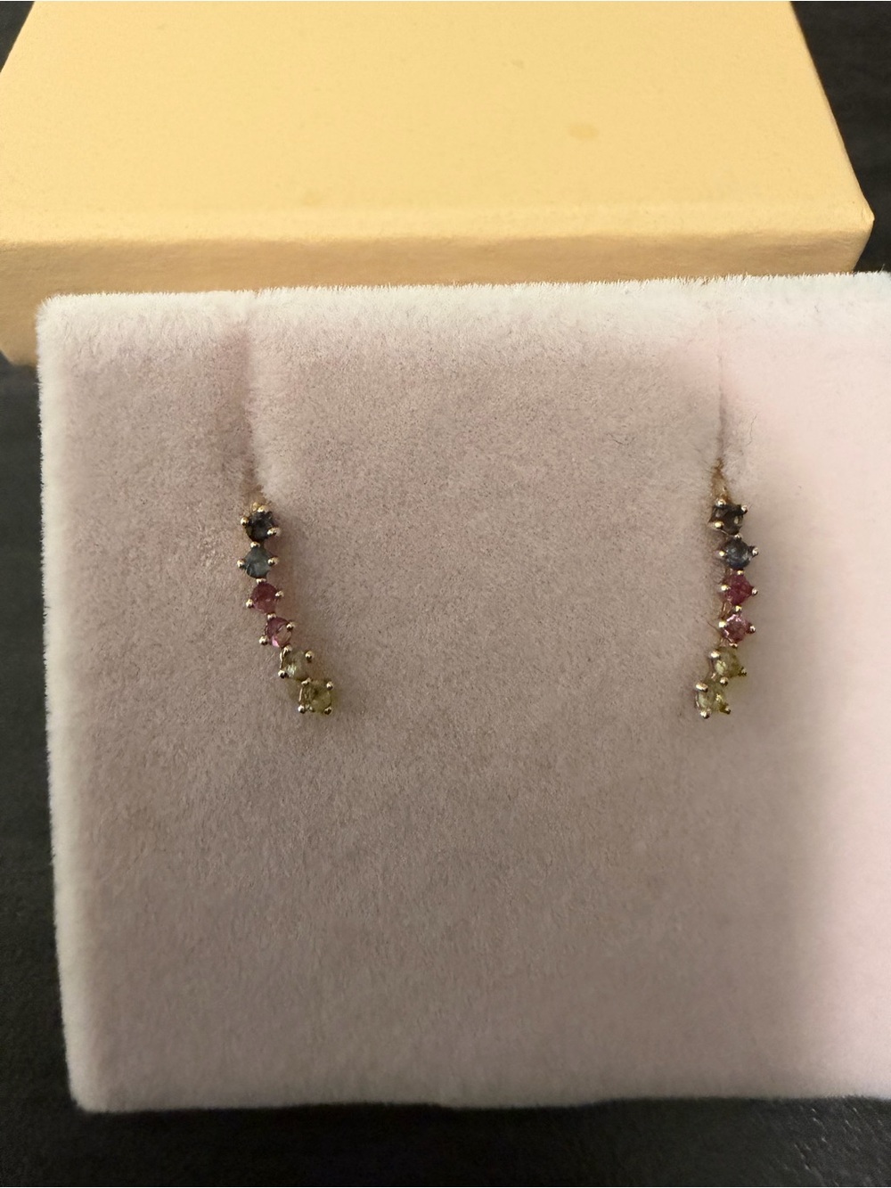 Stone and Strand Yellow Gold Multicolor Gemstone Crawler Earrings